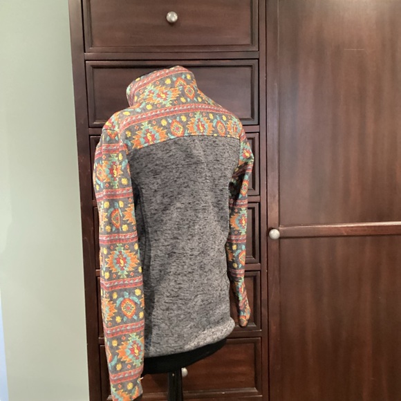 Simply Southern Fleece Pullover Women's Aztec Large Snap-T Lined Knit w/ Pockets - Picture 4 of 8